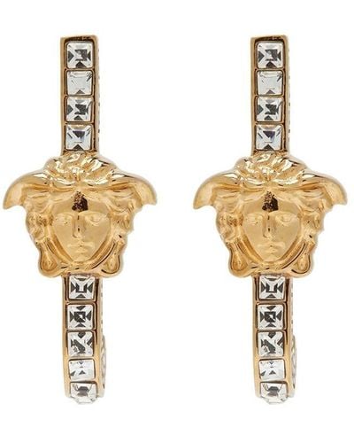 Versace Medusa Crystal-embellished huggie Earrings - Metallic