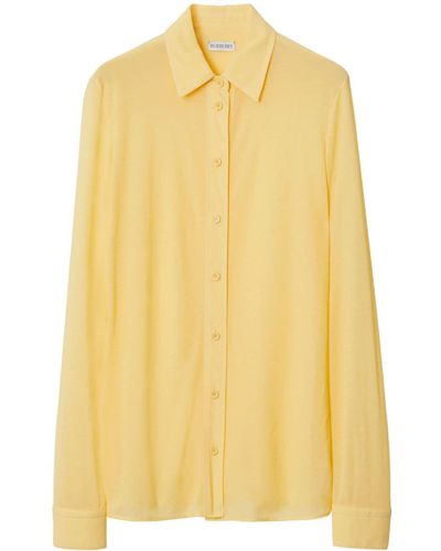 Burberry Straight-point Collar Button-down Shirt - Yellow