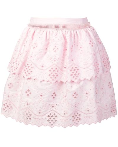 Alberta Ferretti Embroidered Mini Skirt - Pink