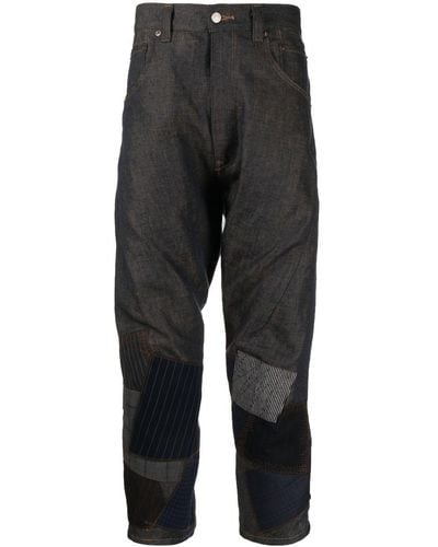 Junya Watanabe Patchwork-detail Cropped Trousers - Grey