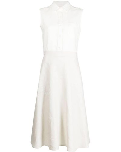 Thom Browne A-line Linen Midi Dress - White