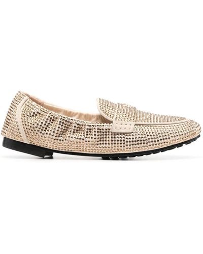 Tory Burch Crystal Embellished Loafers - Natural