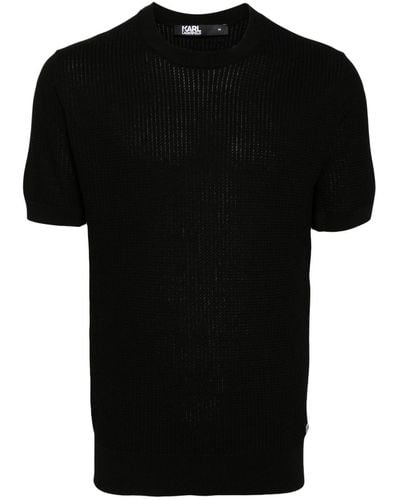 Karl Lagerfeld Logo-appliqué Knitted Top - Black