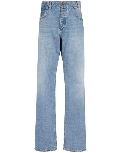 Balmain Wide-Leg-Jeans mit Kontrasttasche - Blau