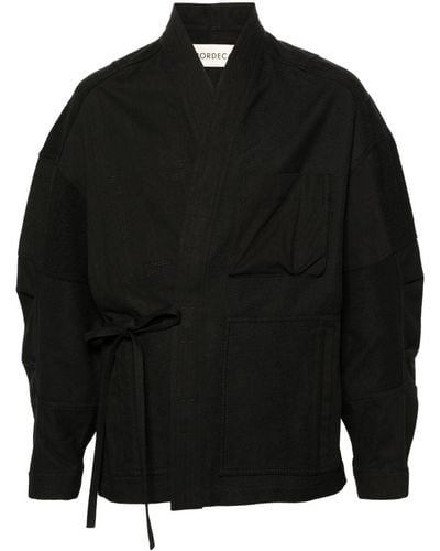 Mordecai Shawl-lapel Paneled Wrap Jacket - Black