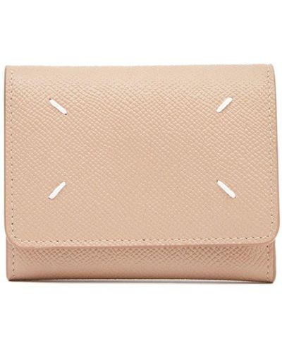 Maison Margiela Four-stitch Tri-fold Leather Wallet - Natural