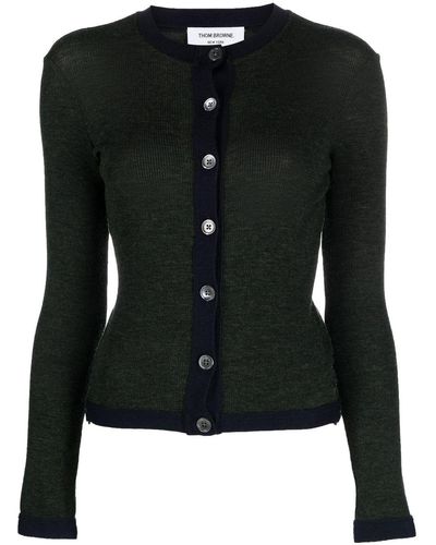 Thom Browne Cardigan en laine à design nervuré - Noir