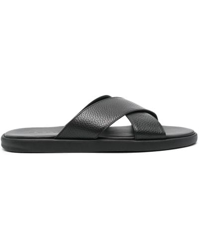 Doucal's Open-toe Leather Slides - Black
