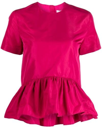 MSGM Ruffled Short-sleeve Top - Pink