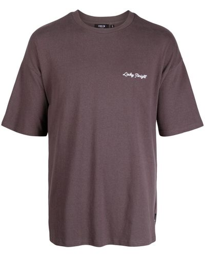 FIVE CM Embroidered Cotton T-shirt - Purple