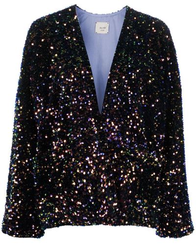 Alysi Sequin-embellished V-neck Blazer - Black