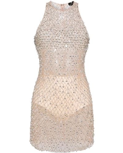 Elisabetta Franchi Crystal-embellished mini dress - Natur
