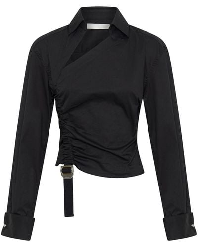 Dion Lee Asymmetric Cropped Shirt - Black