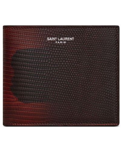 Saint Laurent Logo-print Bi-fold Wallet - Brown