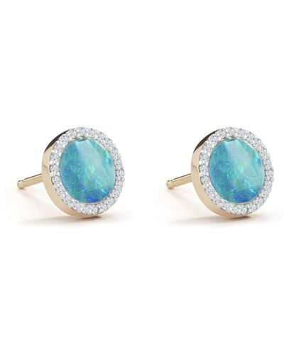 Mateo 14kt Yellow Gold Diamond Opal Stud Earrings - Blue