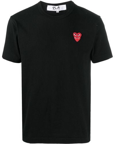 COMME DES GARÇONS PLAY Camiseta con bordado de corazones - Negro