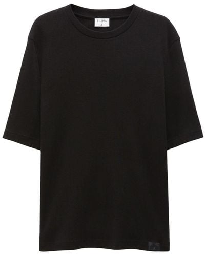 Filippa K Ribgebreid T-shirt - Zwart