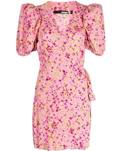 ROTATE BIRGER CHRISTENSEN Floral-jacquard Wrap Minidress - Pink