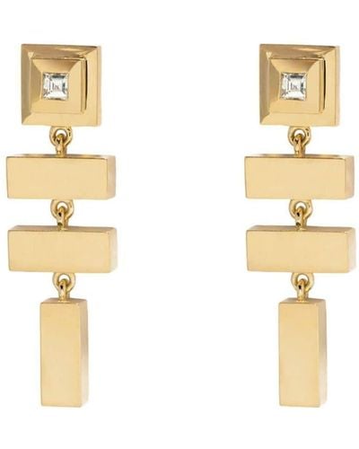 Azlee 18kt Yellow Gold Diamond Drop Earrings - Metallic