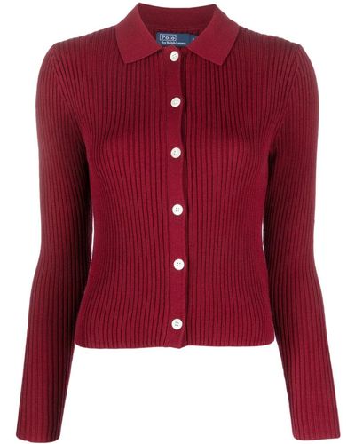 Polo Ralph Lauren Ribbed-knit Cotton-blend Cardigan - Red