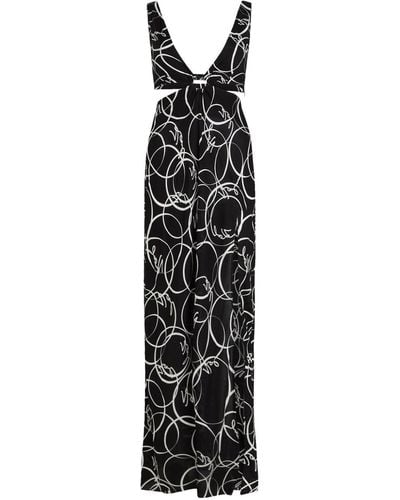 Karl Lagerfeld Circle-print V-neck Beach Dress - Black