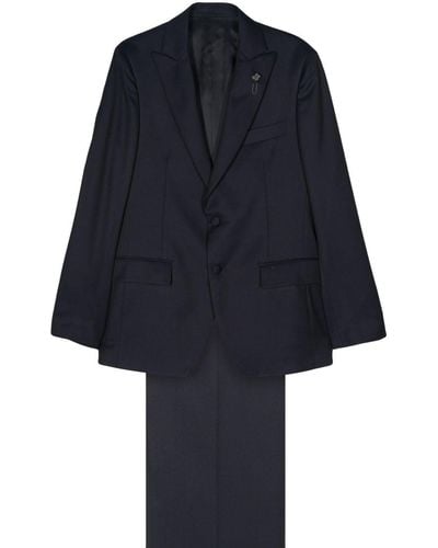 Lardini Brooch-detail Wool-blend Suit - Blue