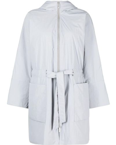 Emporio Armani Tie-waist Hooded Coat - White
