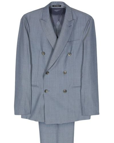 Emporio Armani Pinstriped Double-breasted Suit - Blue