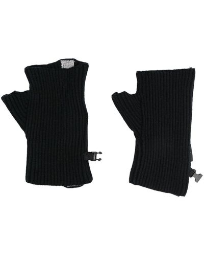 Stone Island Ribbed-knit Fingerless Gloves - Black