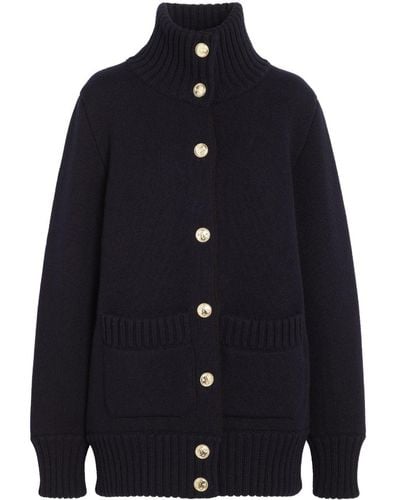 Barrie Buttoned Cashmere-blend Cardigan - Blue