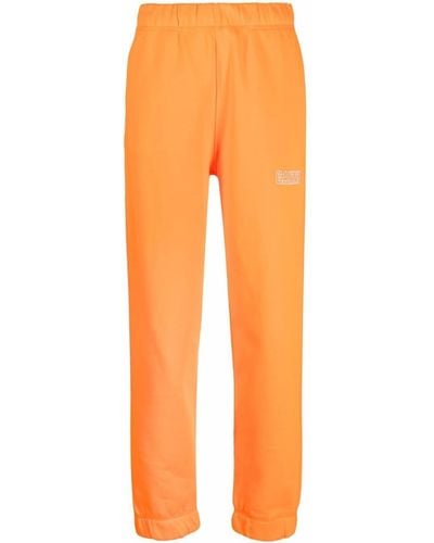 Ganni Pantalon de jogging à logo brodé - Orange