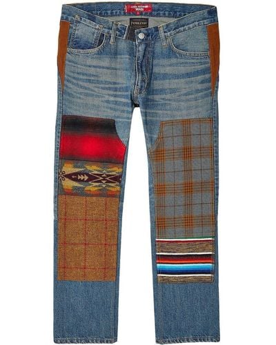 Junya Watanabe Patchwork Mid-rise Jeans - Blue