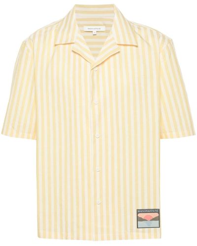 Maison Kitsuné Logo-patch striped shirt - Neutro