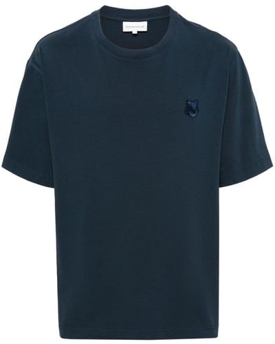 Maison Kitsuné Katoenen T-shirt Met Vossen-patroon - Blauw