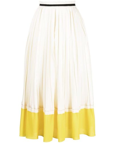 3.1 Phillip Lim Pleated Satin Midi Skirt - Yellow