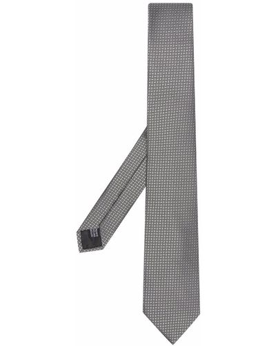 Lanvin Geometric-print Silk Tie - Grey