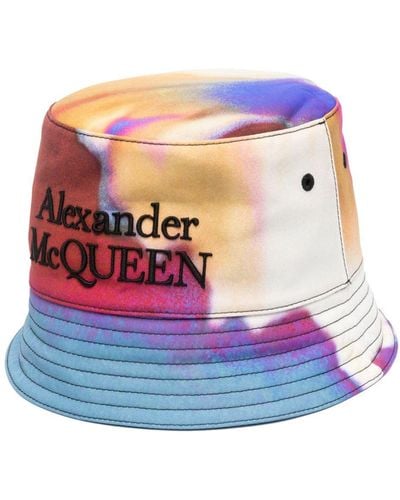 Alexander McQueen Fischerhut mit Luminous Flower-Motiv - Blau