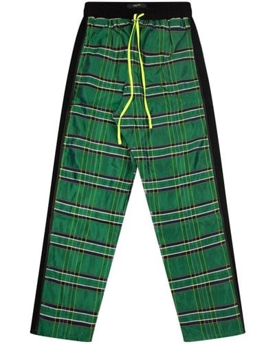 Amiri Plaid-check Silk Track Trousers - Green