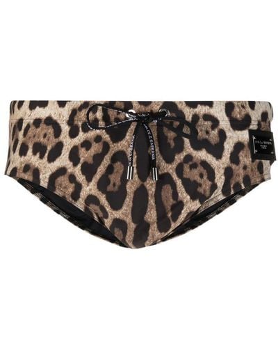 Dolce & Gabbana Slip de bain à motif léopard - Marron