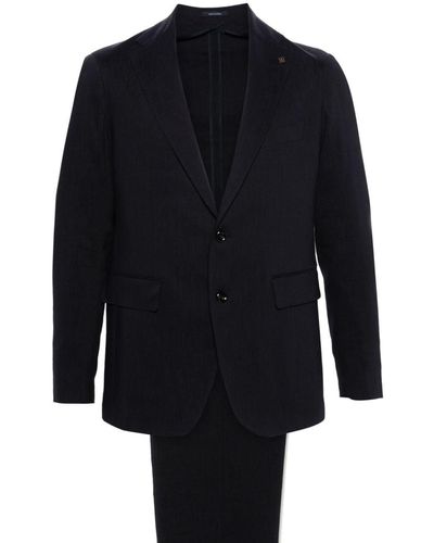 Tagliatore Textured Single-breasted Suit - Blue