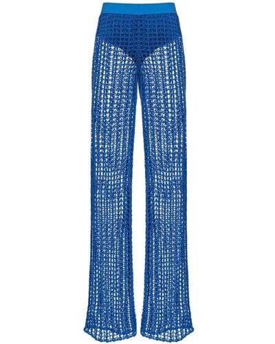 Pinko Semi-sheer Open-knit Trousers - Blue