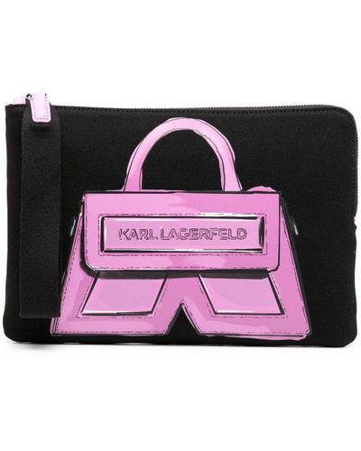 Karl Lagerfeld Icon K Canvas Clutch Bag - Purple