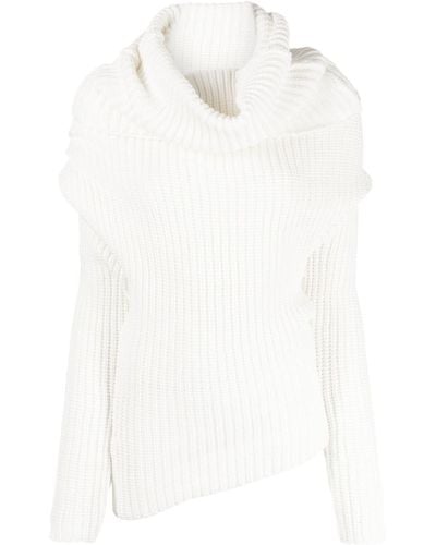 A.W.A.K.E. MODE Asymmetric High-neck Sweater - White