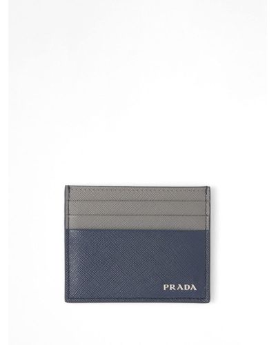 Prada Logo-plaque Leather Cardholder - Gray