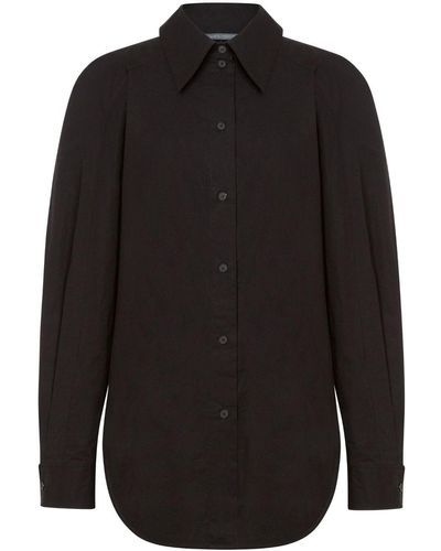 Alberta Ferretti Long-sleeved Cotton Shirt - Black