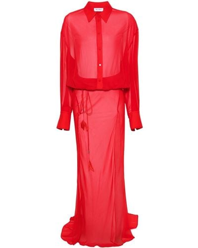 The Attico Semi-Sheer Maxi Dress - Red