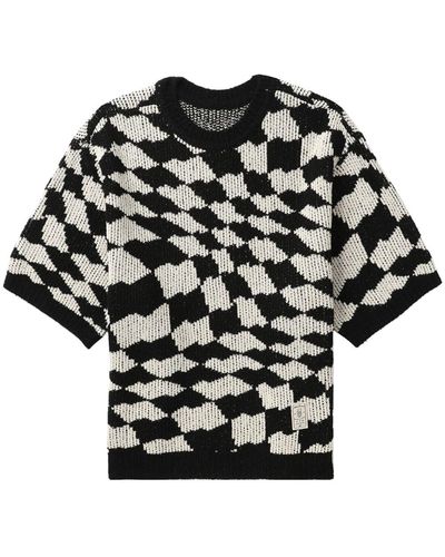 Adererror Check-print Knitted Sweater - Black