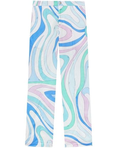 Emilio Pucci Pantalon à imprimé Marmo - Bleu