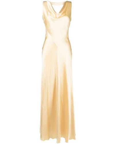 Alberta Ferretti Cut-out Sleeveless Silk Gown - Metallic