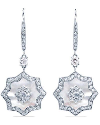 David Morris 18kt White Gold Astra Diamond And Mother-of-pearl Drop Earrings